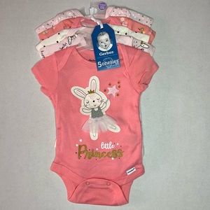 Gerber Newborns Baby Girls 5pk Variety Short-Sleeve Onesies